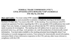L'incipit della lettera della Federal Trade Commission a ChatGPT