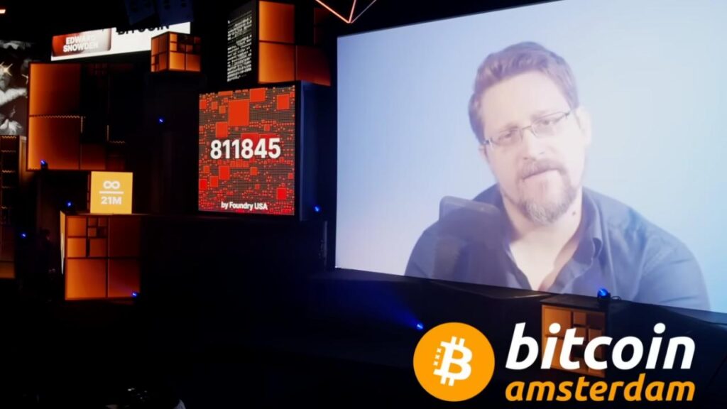Edward Snowden alla conferenza Bitcoin Amsterdam 2023