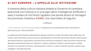 Appello del mondo della cultura contro l'Ai Act